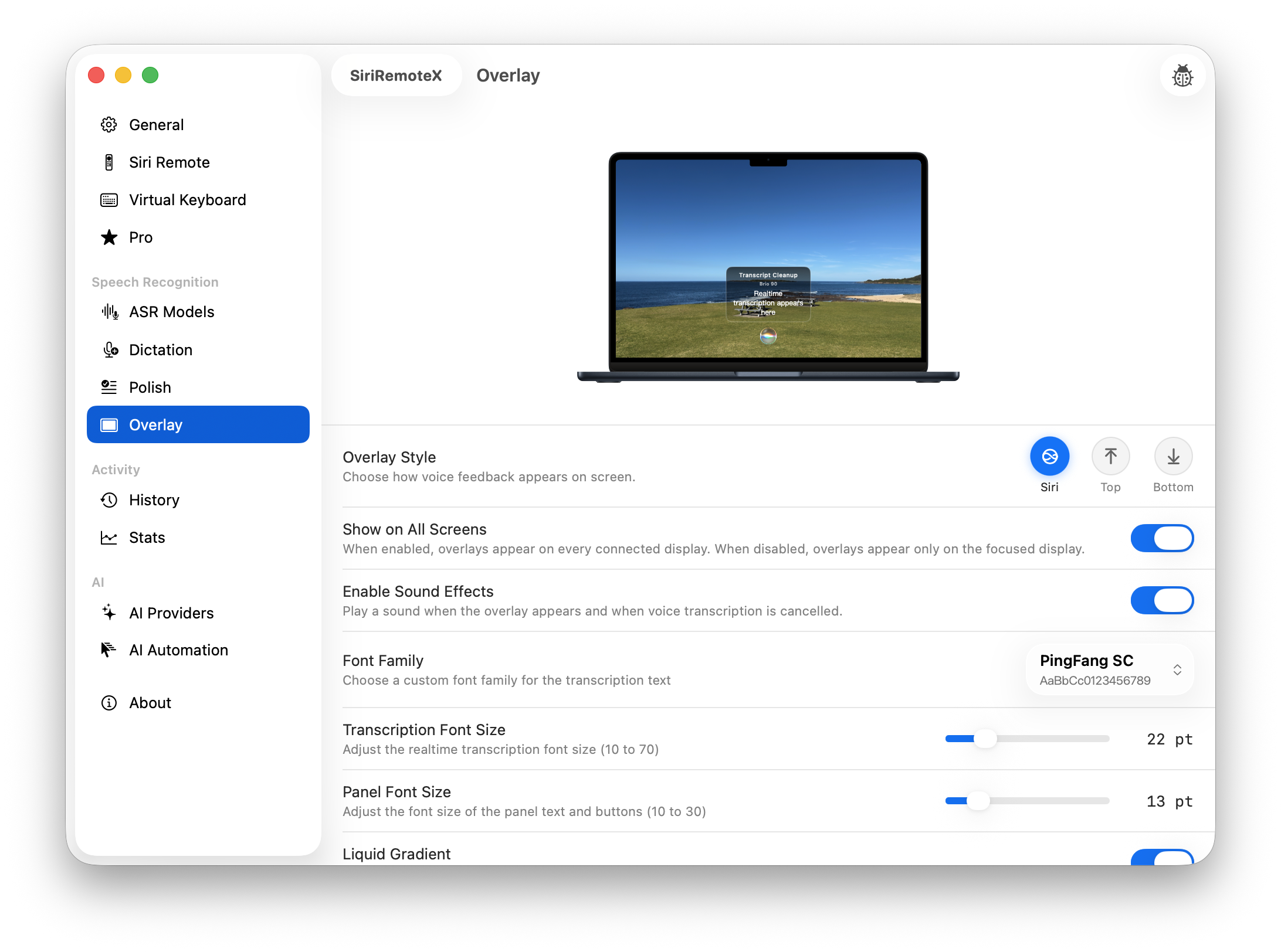 Overlays: on-screen input and status overlays